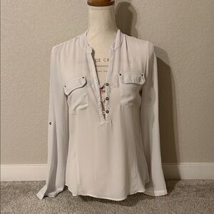Guess White Button-Down Blouse